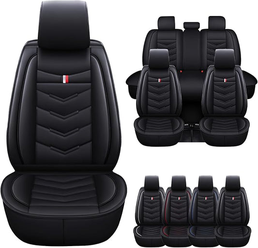 Car Seat Cover for Ford Explorer 2000-2025, Waterproof Durable Compatible Airbag, Premium Leather Seat Protector(5 Seats Standard,Black)