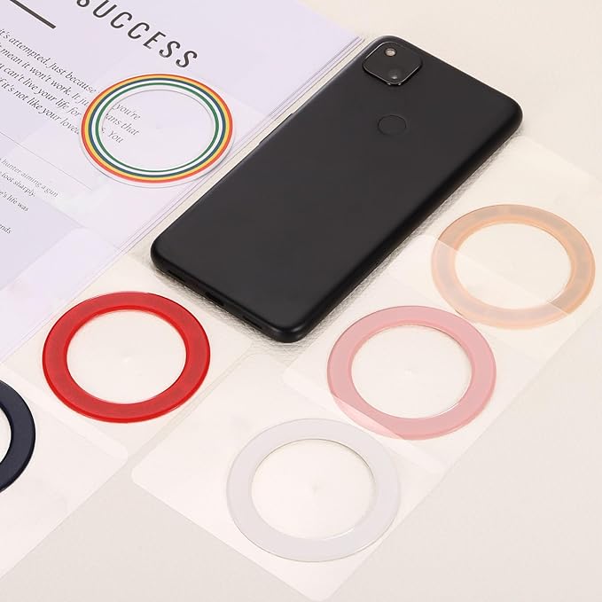 uxcell Magnetic Adapter Ring, 2Pcs Magnetic Sticker Ring ABS Universal Magnet Wireless Charging Conversion Kit for Mobile Phone Case Wireless Charger, Blue, White