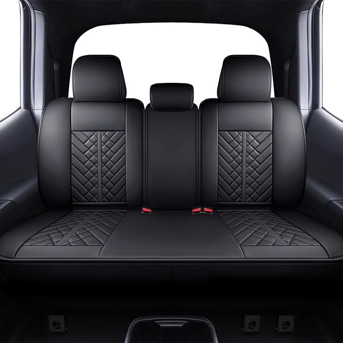 Tomatoman Tacoma Car Seat Covers Compatible with Toyota Tacoma Truck 2005-2024 2025 2026 Access Crew Double Cab TRD Sport Offroad Limited SR5 V6 Cushions(Full Set/Black)