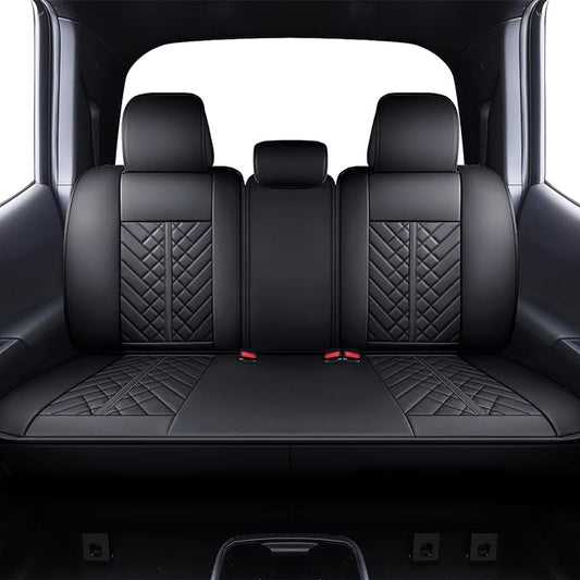 Tomatoman Tacoma Car Rear Seat Covers 2005-2025 2026 Access Double Extended Cab TRD Sport Offroad Limited SR5 V6 Truck with Waterproof Faux Leather Back Cushions(Rear Seat/Black)