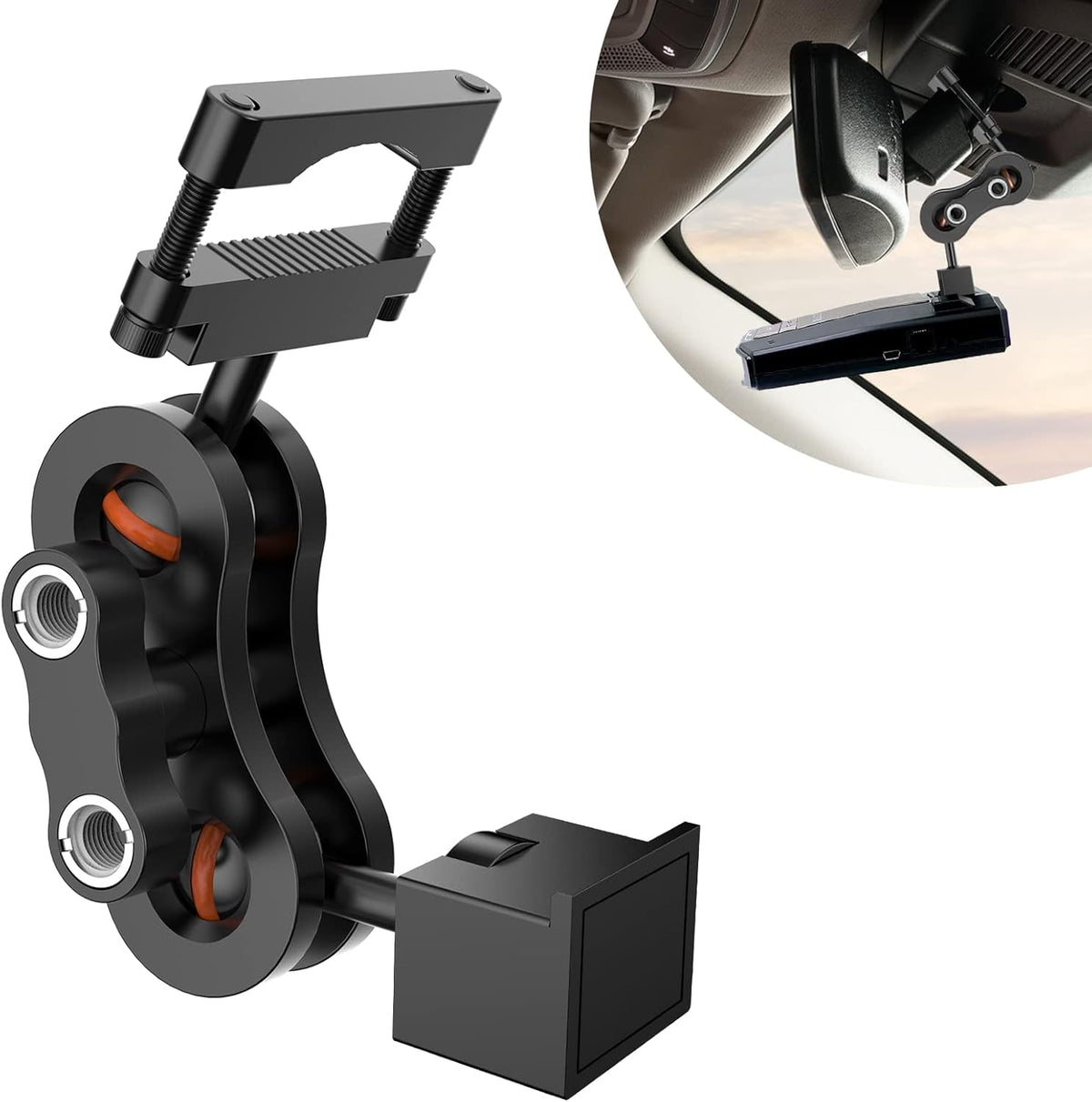 Radar Detector Mount,Aluminum Rearview Mirror Rod Radar Bracket,for Escort Max360c,Max 3, X IXc,Redline EX Beltronics Cobra DualPro GT 360 Radar Detector,with EZ Magnet Connection Base