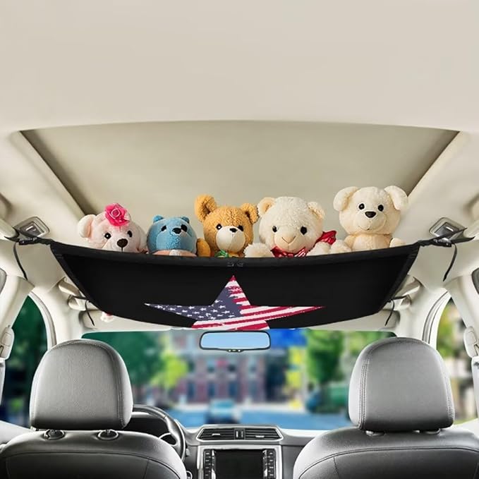 Car Roof Storage Bag American Star Print Car Seat Organizer Roof Storage All Car Storage Organizers Large Capacity Storage for Small Items