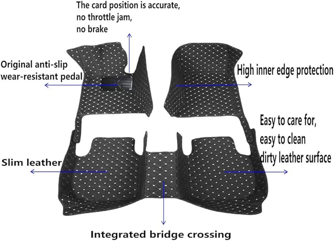 KaiLaiCarCustom Automotive Car Floor Mats for 99.99% Sedan SUV Sports Car Men Women Protection Full Coverage Pads Anti-Slip Leather Floor Lining (Brown + Black Beige, C- Diamond Double Spelling)