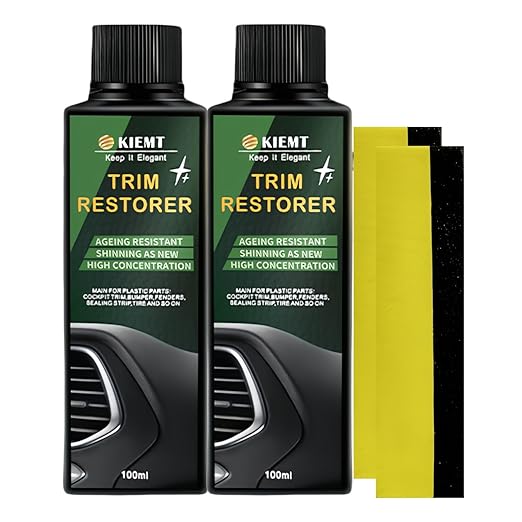KIEMT Plastic Trim Restorer for Cars Shiny Car Stuff As New Care Kit Faded Plastic Restore