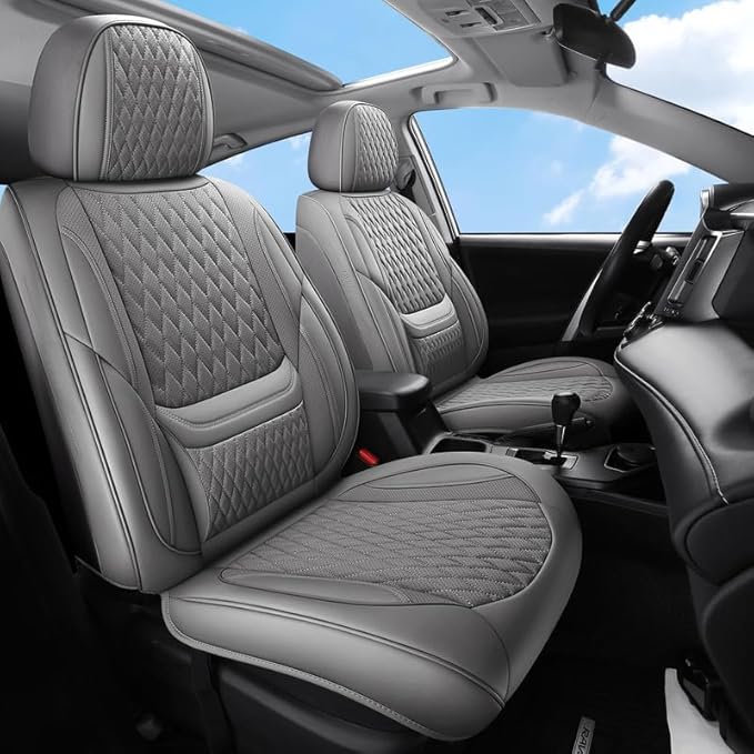 Car Seat Covers Full Set Custom Fit for Ford Edge 2007-2026 - Premium Faux Leather with Lumbar Support | Breathable, Waterproof, Anti-Slip, Durable (Gray,Full Set)