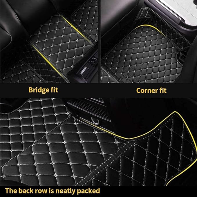 Custom Making Car Floor Mats for 90% Car Model Luxury Leather All Weather Waterproof Anti-Skid Full Coverage Liners (Black and Brown)