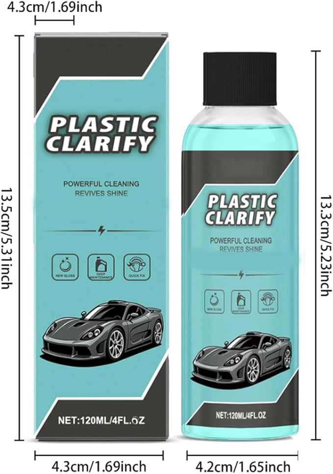 Interior Maintenance Refresher for Car, Plastic Clarify Tire Shine for Cars, 4 oz Black Plastic Car Trim Restorer Spray, Waterless Detailer for Rubber, Vinyl, and Plastic, Restores Deep Shine (1pc)