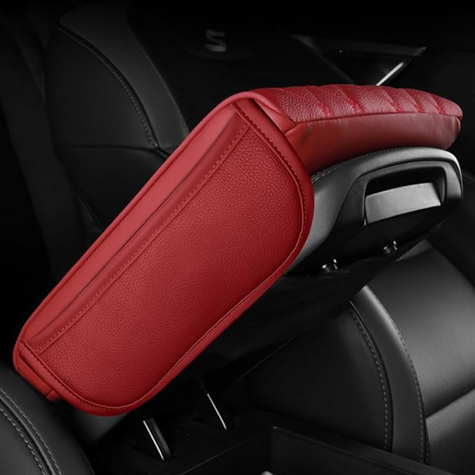 Universal Car Armrest Pad for Mini Countryman R60 F60 One/S/Cooper/JCW 2010-2024 Leather Armrest Box Center Console Cover Pad Waterproof Arm Rest Protector Decor Accessories,Brown01