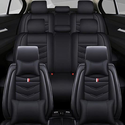 Car Seat Cover 7 Seats for Ford Explorer 2000-2025, Waterproof Durable Compatible Airbag, Premium Leather Seat Protector(7 Seats Luxury,Black)