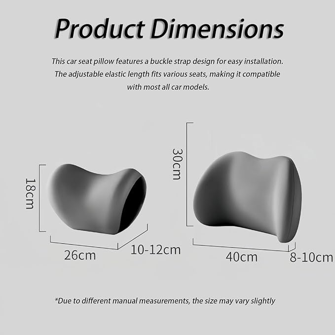 Car Lumbar Support Pillow and Car Neck Pillow Kit for Jeep Avenger 2023 2024 2025 2026, Car Seat Neck Back Rest Pillows, Ergonomic Car Seat Headrest & Lumbar Cushion,B Grey