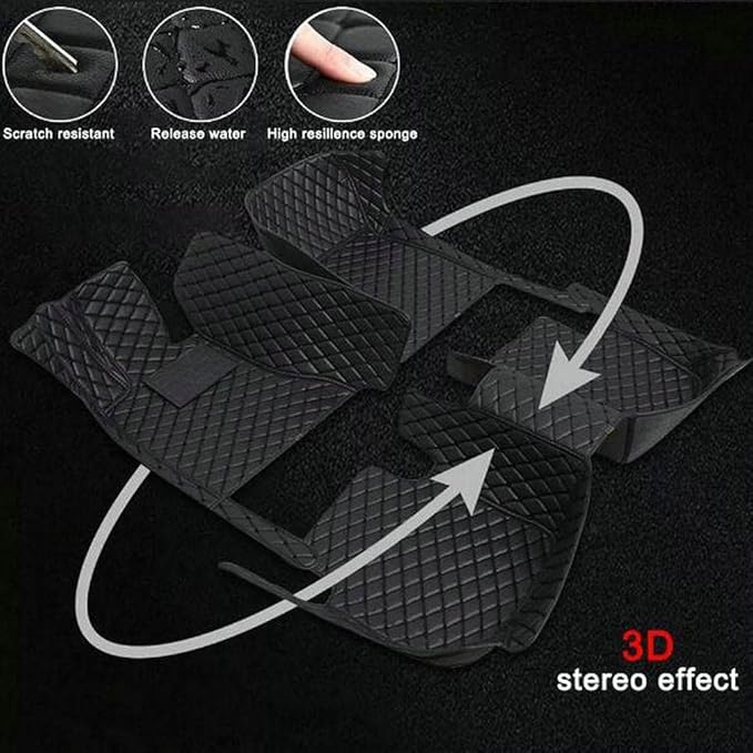 TREGOO All Weather Car Mats Custom Fit Non Slip Floor Mats for 1998-2025 Cars Personalized Leather Protection Pads Suitable for Men Women (Black Rice)