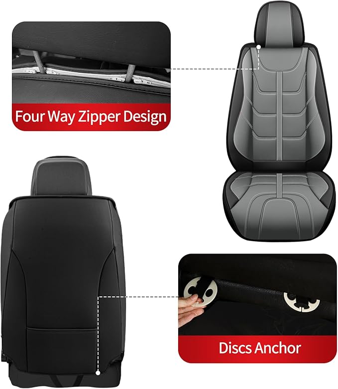 TTX LIGHTING Car Seat Covers fit for Hyundai Sonata 2007-2026 Full Set: Premium Leather Automotive Seat Cover with Airbag Compatible Waterproof (5 Seats, Black & Gray)