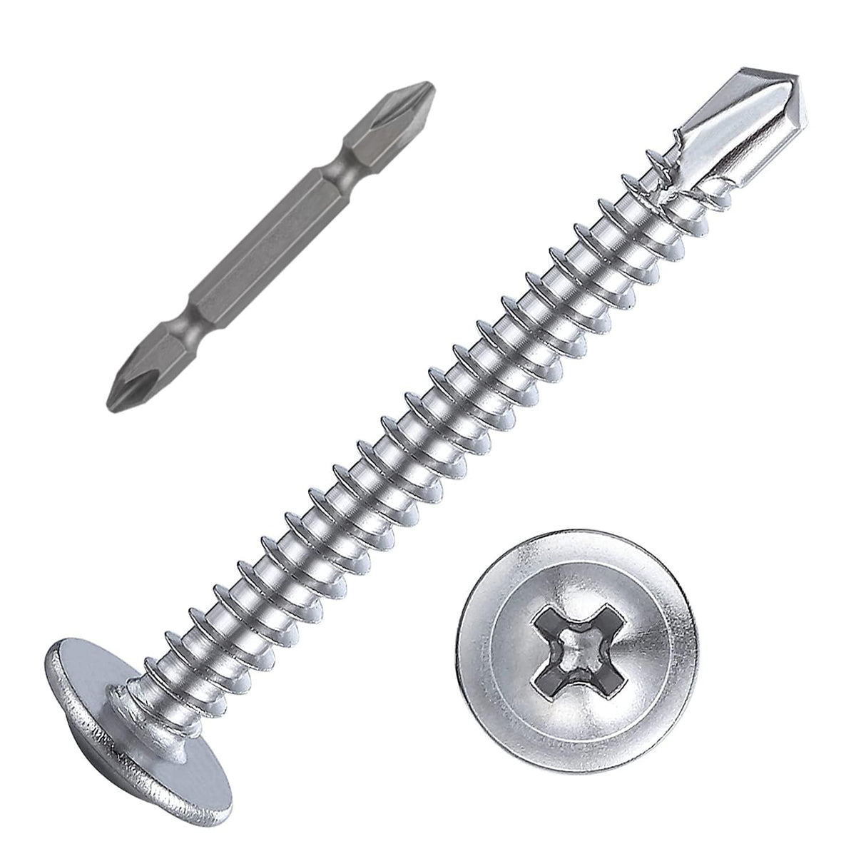 (150 pcs) Wensilon #10×1-1/2”for Sheet Metal Self-Tapping Screws 410 Stainless Steel Truss Head High-Strength Quick Tapping Screws