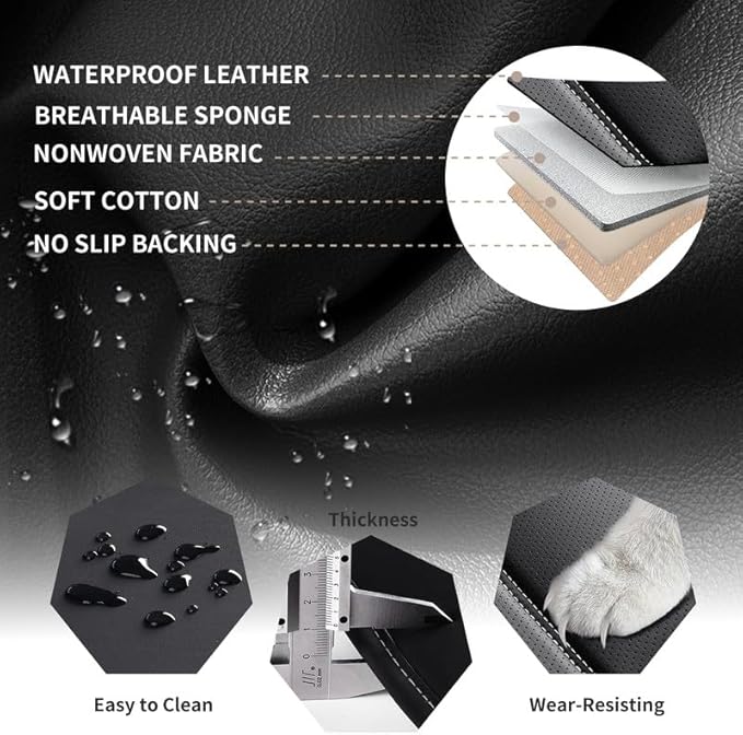 Car Seat Covers Custom Fit for Chevrolet/Chevy Colorado 2015-2026 , Premium Faux Leather Waterproof Car Seat Protectors with Lumbar Support, Breathable Anti-Slip Easy to install(Black&White,Full set)