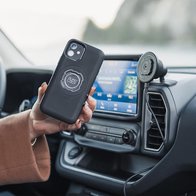 Quad Lock Adhesive Dashboard/Console Car Phone Holder Kit with MAG Wireless Charging Head V2 and MAG Phone Case for iPhone 12 Mini