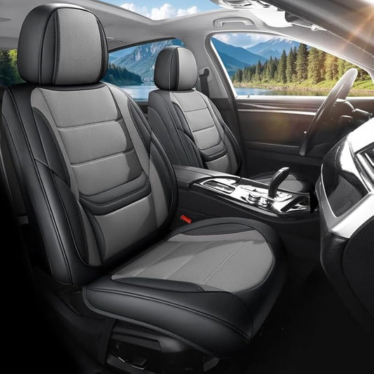 Car Seat Covers Custom Fit for Chevrolet/Chevy Colorado 2015-2026 , Premium Faux Leather Waterproof Car Seat Protectors with Lumbar Support, Breathable Anti-Slip Easy to install(Black&Gray,Full set)