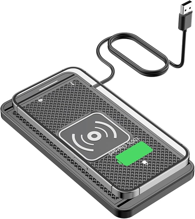 Wireless Charging Pad for Car for Maxure Outdoor Auto abdeckplane, 15W Fast Wireless Charger Mat Non-Slip Silicone Car Center Console Phone Charging Pad,B/15W-USB