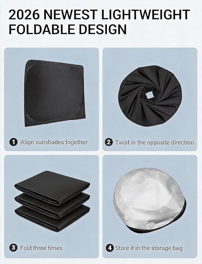 Proadsy Windshield Sun Shade for Ford Mustang Mach-E 2021-2026 Foldable Front Sunshade Protector Sun Visor Blocks UV Rays Keep Car Cooler Accessories