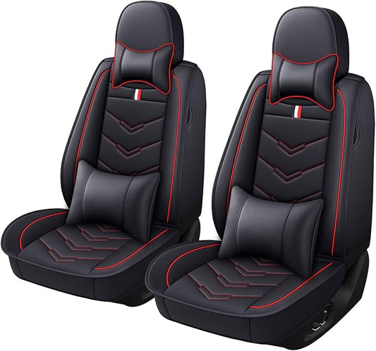 Car Seat Cover 2 Seats for Chevrolet Camaro 2000-2024, Durable Wear Resistant Waterproof Vehicle Cushion Covers, Breathable No Odor Premium Leather Vehicle Seat Covers.(Luxury,Black Red)