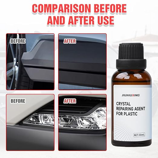 Plastics Parts Crystal Coating, 2025 Upgraded Leather Plastic Polishing Renovation Coating Agent, Car Trim Restorer with Sponge, Crystal Coating for Cars Interior or Exterior (1)