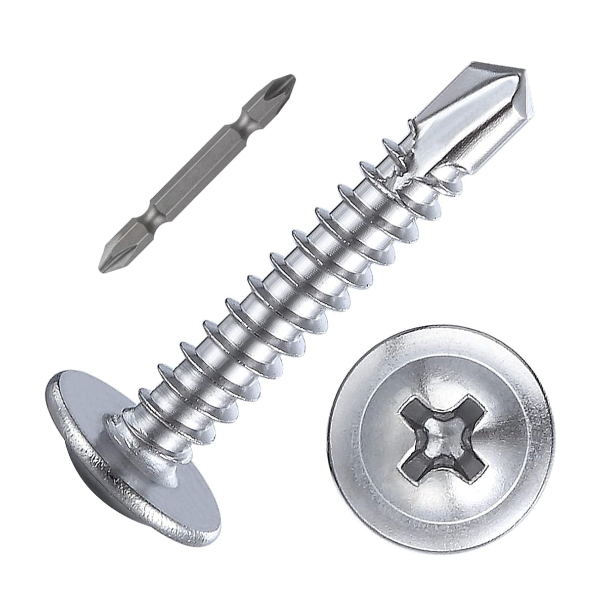 (200 pcs) Wensilon #10×1”for Sheet Metal Self-Tapping Screws 410 Stainless Steel Truss Head High-Strength Quick Tapping Screws