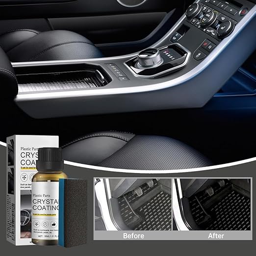 Crystal Coating for Car, 2026 New Plastic Parts Crystals Coating, Upgrade Plastics Parts Crystal Coating Plastic Restorer with Spong, Coatings Agent for Automotive Plastics (3Set)