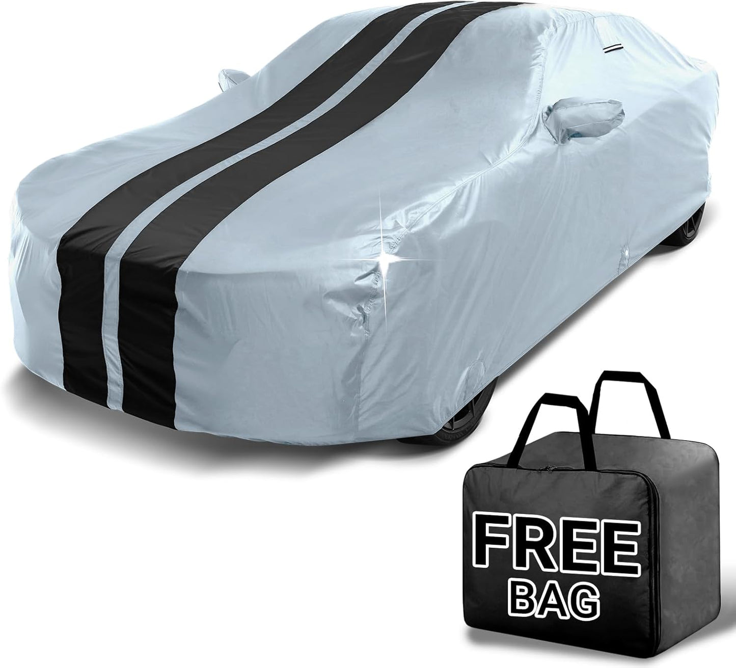 iCarCover Custom Car Cover for Chevy Celebrity (1982-1990) Waterproof All Weather Rain Snow UV Sun Protector Full Exterior Indoor Outdoor Car Cover (Stripe - Gray/Black)
