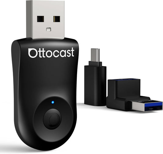 OTTOCAST Mini Wireless Carplay Adapter 2025 for Apple iPhone/Android Auto, Convert Wired to Wireless Car Play for Older Cars USB Design Plug & Play, Multi-User Seamless Connection for iOS 10+ (Black)