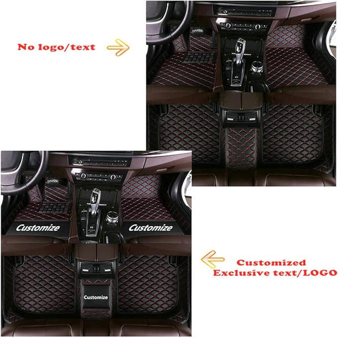 Custom Personalized Floor Mats for Cars - Luxury Full Coverage All Weather Mats, Anti-Slip Leather Mat Set, Fit for 99% of Cars, SUVs & Trucks (Light Blue, A-Diamond)