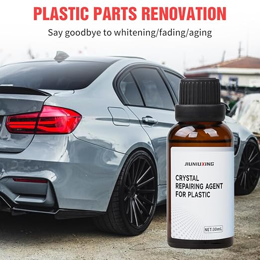 Plastics Parts Crystal Coating, 2025 Upgraded Leather Plastic Polishing Renovation Coating Agent, Car Trim Restorer with Sponge, Crystal Coating for Cars Interior or Exterior (1)
