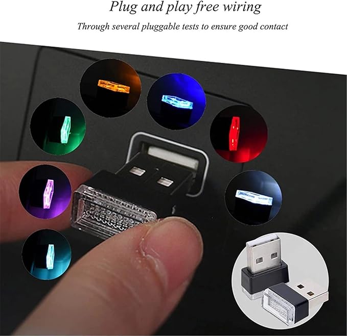 1/4/10 PCS USB LED Light Car Interior Styling Atmosphere Decorative Lamps Mini Universal Portable Ambient Lighting Kit Red Bule(1 PCS_Purple)