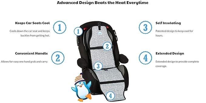 Car Seat Cooling Pad for Babies, Toddlers, and Kids - Comfortable and Durable Cooling Pad for Hot Summer Days - One Size Fits All, Dino Blue