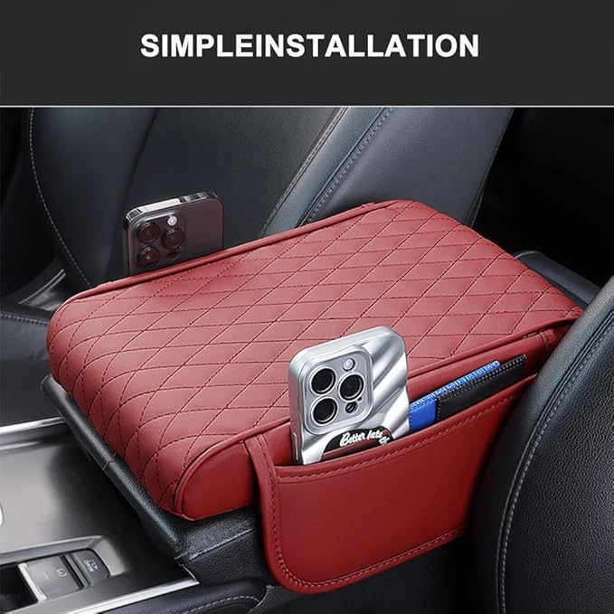 Car Armrest Pad for BMW X3 G01 F25 E83 2003-2019 2020 2021 2022 2023 2024 Leather Armrest Box Mat Center Console Cushion Pad Universal Armrest Seat Box Cover Protector,Black, normal