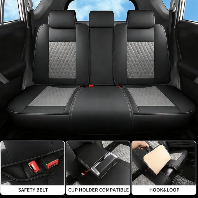 Car Seat Covers Full Set Custom Fit for Ford Edge 2007-2026 - Premium Faux Leather with Lumbar Support | Breathable, Waterproof, Anti-Slip, Durable (Black&Gray,Full Set)