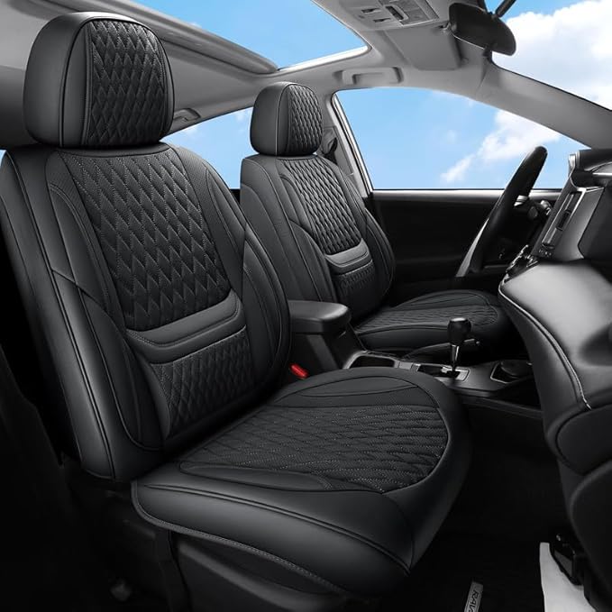 Car Seat Covers Full Set Custom Fit for Ford Ranger 2000-2026 - Premium Faux Leather with Lumbar Support | Breathable, Waterproof, Anti-Slip, Durable (Black,Full Set)
