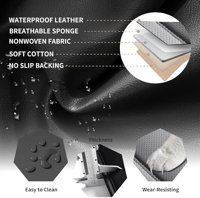 Car Seat Covers Custom Fit for Chevrolet/Chevy Spark 2012-2022 , Premium Faux Leather Waterproof Car Seat Protectors with Lumbar Support, Breathable Anti-Slip Easy to install(Black&Gray,Full set)