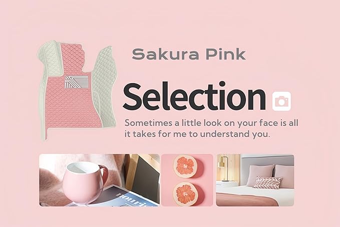 Customize Making Car Floor Mats for 99.99% Sedan SUV Pickup Truck Full Coverage Men Women Cute Leather Protection Pads Non-Slip Floor Liners (White+Sakura Pink)
