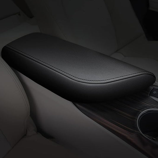 AOMSAZTO Center Console Cover Customized Armrest Cover Compatible with 2018-2024 Toyota Camry, Leather Arm Rest Covering for Car, Well-Make Durable Console Cushion Pad, Black