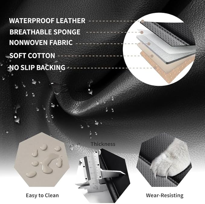 Car Seat Covers Custom Fit for Chevrolet/Chevy Colorado 2015-2026 , Premium Faux Leather Waterproof Car Seat Protectors with Lumbar Support, Breathable Anti-Slip Easy to install(Black,Full set)