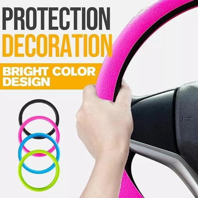 Car Steering Wheel Protective Cover, Silicone Steering Wheel Cover Grip, Cool Non-Slip Thin Steering Wheel Protector, Stretchy, Silent, Fits 13/14/15/16 inch Wheels (Green)