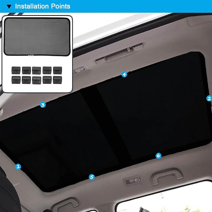 Glass Roof Sun Shade Compatible with Volvo Accessories C40 2021-2023, Foldable One-Piece Sunshade Roof, Heat Insulation Sun UV Protection Car Sunroof Sunshade