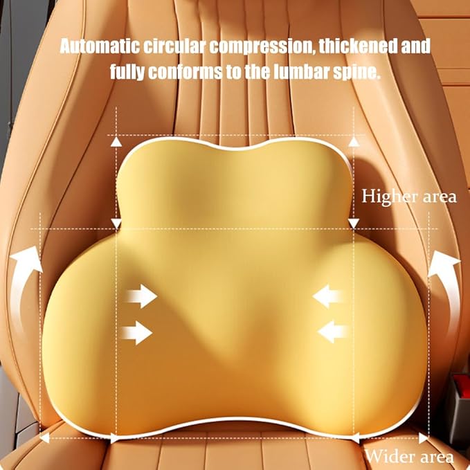Car Lumbar Support Pillow for Subaru Crosstrek 2024 Memory Foam Back Support Cushion Breathable Car Seat Lumbar Pad Accessories,Yellow