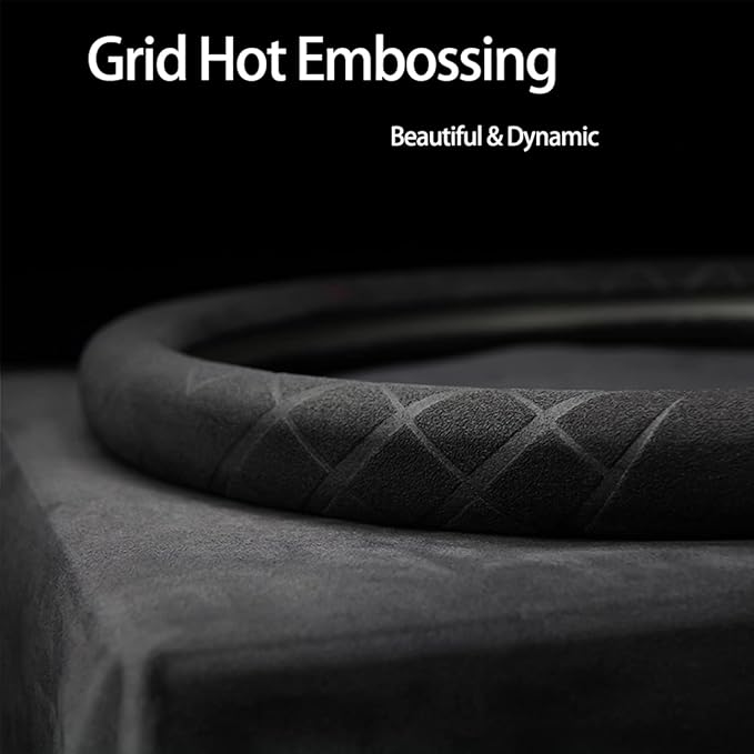 Suede Steering Wheel Cover,Compatible with BMW 530 E90 X3 Suede Leather Sport Non-Slip Wheel Cover Car Interior Accessories 15 inch for Man and Women
