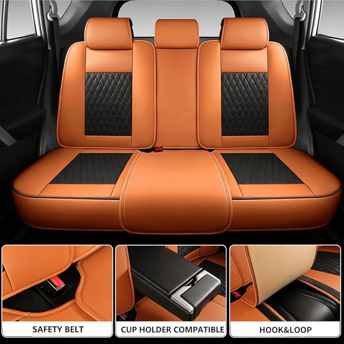 Car Seat Covers Full Set Custom Fit for Chevrolet/Chevy Cruze 2011-2019 - Premium Faux Leather with Lumbar Support | Breathable, Waterproof, Anti-Slip, Durable (Black&Brown,Full Set)