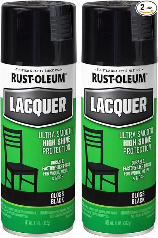 Rust-Oleum 1905830 Specialty Lacquer Spray Paint, 11 Ounce, Black (Pack of 2)