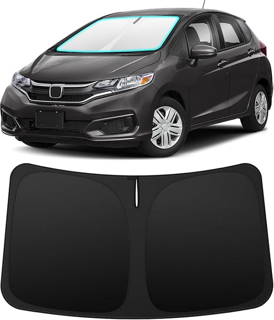 INSAUTO Custom Fit Windshield Sun Shade Accessories for Honda Fit 2007-2020, Foldable Front Window Sunshade, UV & Heat Reflector, Keeps Interior Cool, Includes Storage Bag