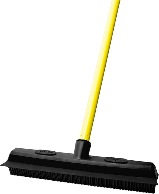FURemover Sweep Pet Hair Rubber Broom with Carpet Rake and Squeegee, Ideal for Tile, Carpet and Hardwood, Disassembles for Easy Storage