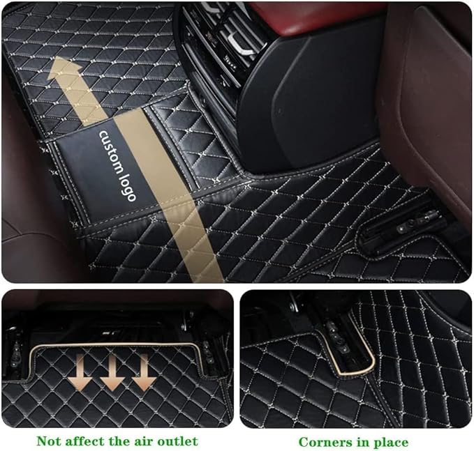Custom Making Car Floor Mats Protection Pads for 99% Sedan/Coupe/Hatchback/SUV/Pickup Men Women Car Floor Mats Coverage Pads Anti-Slip Leather Floor Lining (Yellow+Black Stripe)