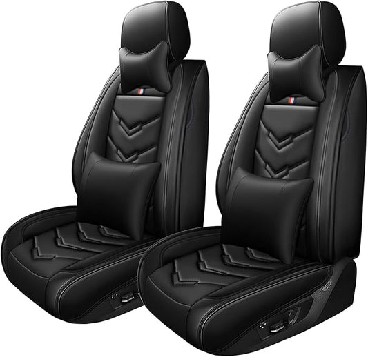 Car Seat Cover for Ford Explorer 2000-2025, Waterproof Durable Compatible Airbag, Premium Leather Seat Protector(2 Seats Luxury,Black)