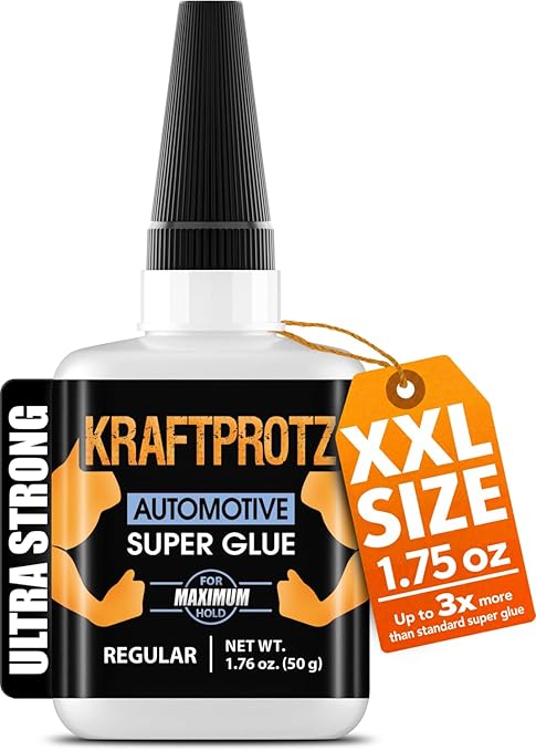 Automotive Superglue Liquid for Cracks in Trim, Panels, Headlights & Clips – 1.76 oz XXL – Ultra Thin, Fast-Drying, Oil & Heat Resistant Bond for Cars, Motorcycles & RVs – KRAFTPROTZ